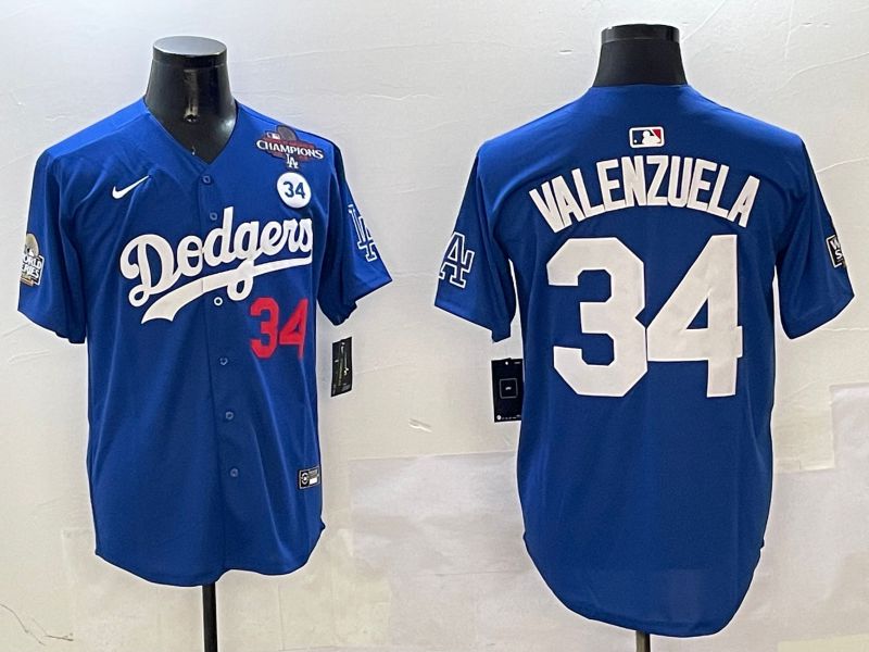 Men Los Angeles Dodgers #34 Valenzuela Blue White Fashion Game 2025 Nike MLB Jersey style 3263->los angeles dodgers->MLB Jersey